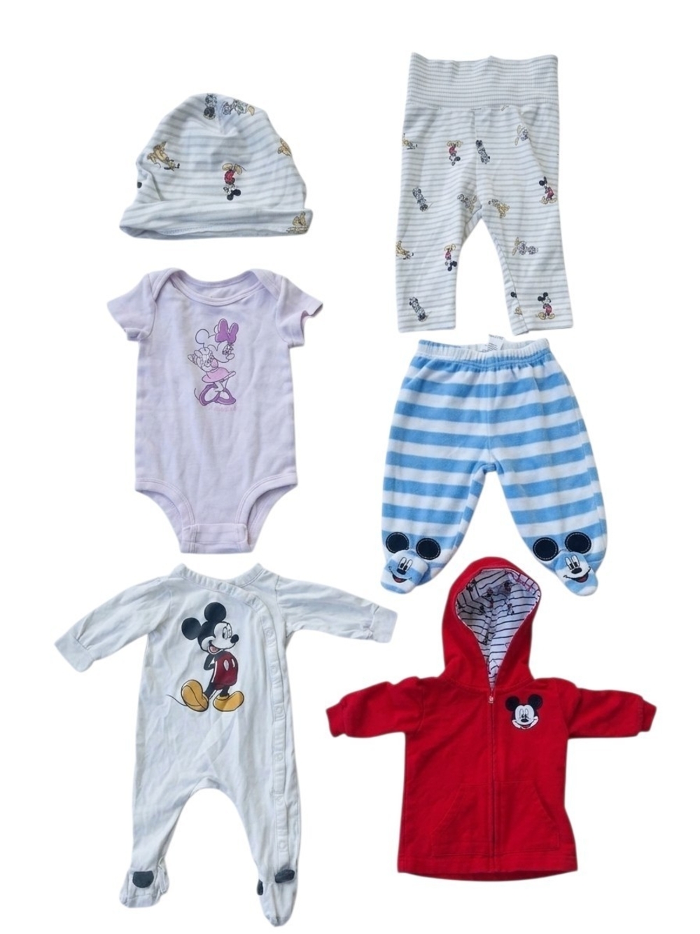Disney Baby H&M Mickey Minnie Mouse Clothing Lot 6pc Bundle 3M & 2-4M